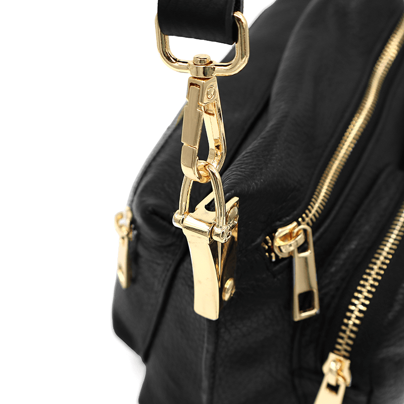 Női táska 2féle természetes bőr Iris fogantyúval - fekete