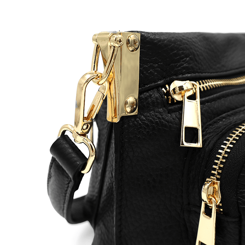 Női táska 2féle természetes bőr Iris fogantyúval - fekete