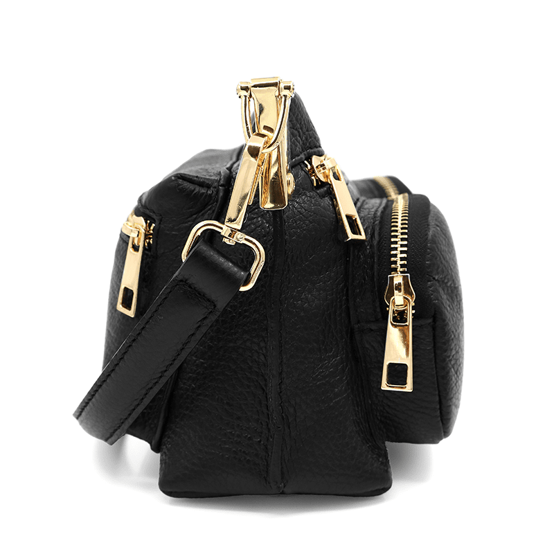 Női táska 2féle természetes bőr Iris fogantyúval - fekete