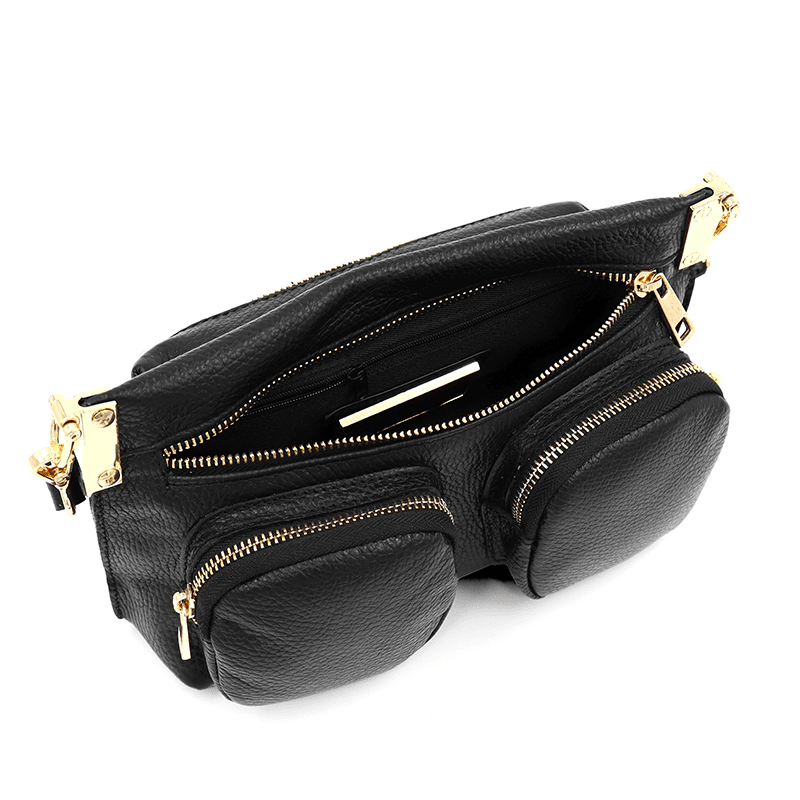 Női táska 2féle természetes bőr Iris fogantyúval - fekete