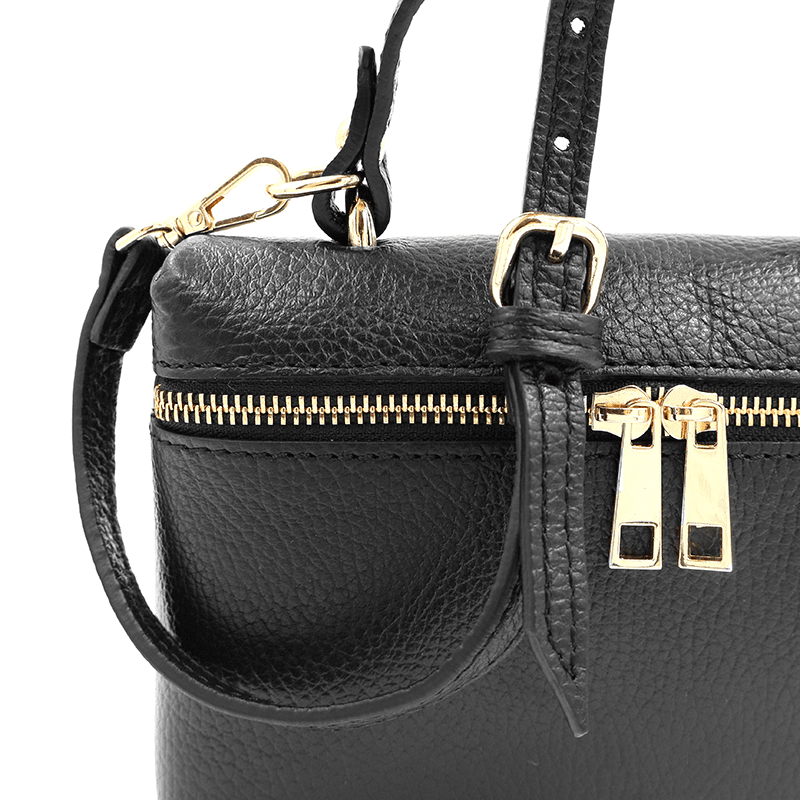 Kis válltáska természetes bőrből Azalea - fekete