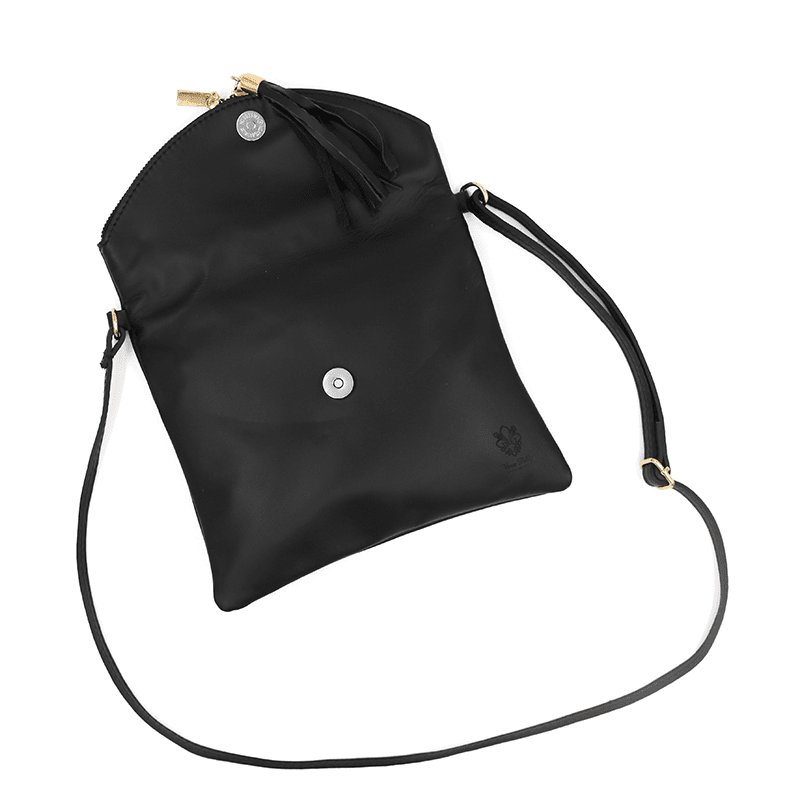 Természetes bőr válltáska - fekete