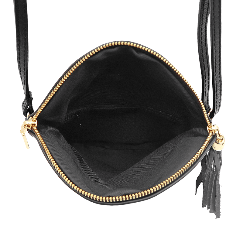 Természetes bőr válltáska - fekete