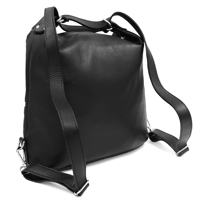 2 az 1-ben - Carmena természetes bőr táska és hátizsák - fekete