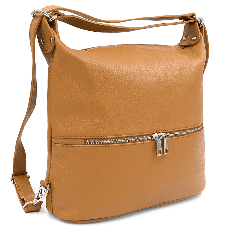 2 az 1-ben - Carmena természetes bőr táska és hátizsák - cserépbarna