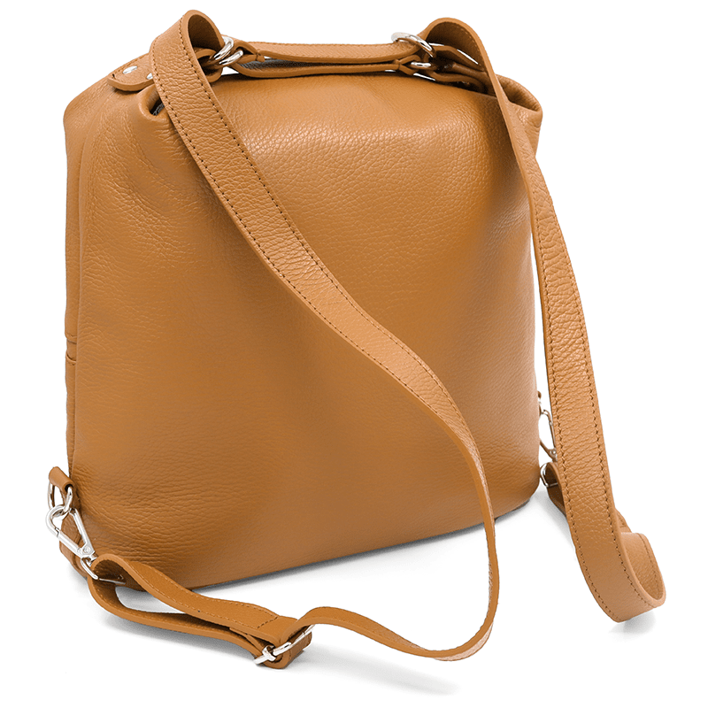 2 az 1-ben - Carmena természetes bőr táska és hátizsák - cserépbarna