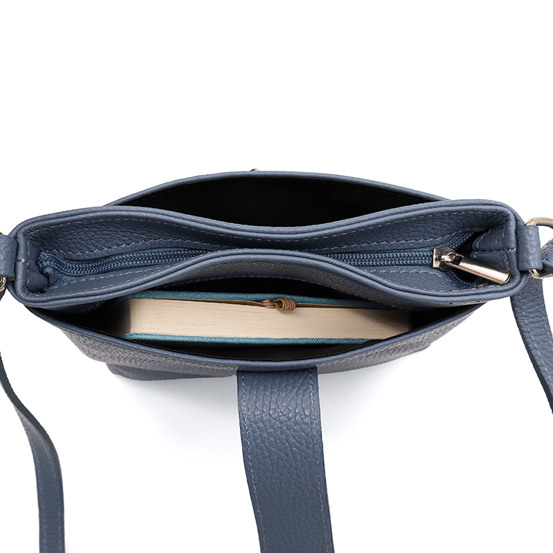 Andria természetes bőr válltáska - világoskék