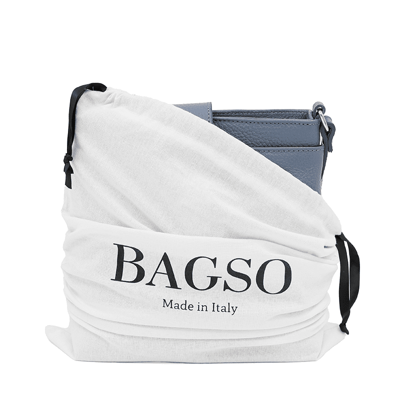 Andria természetes bőr válltáska - világoskék