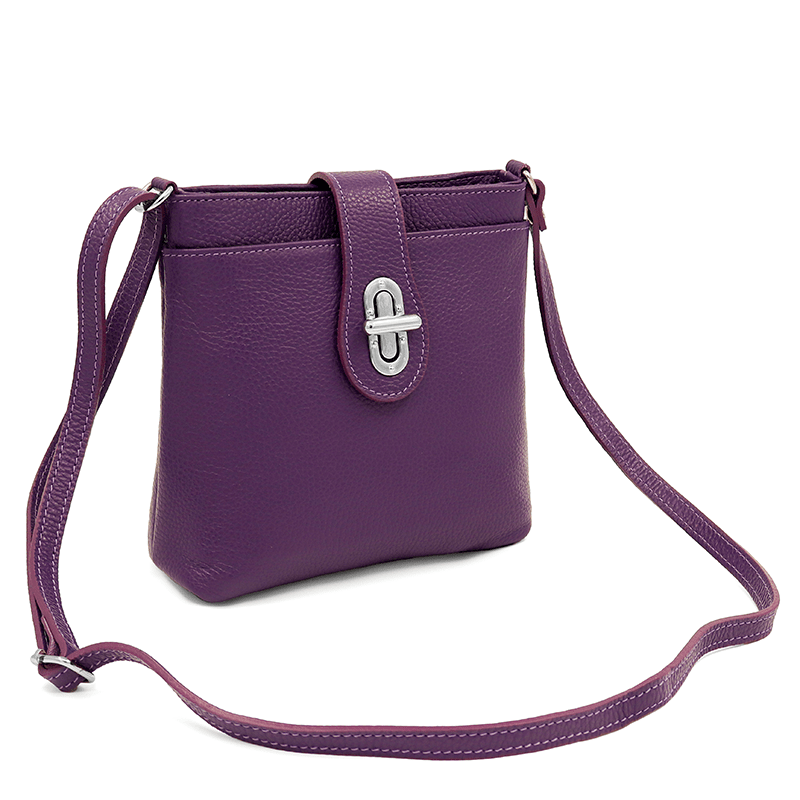 Andria természetes bőr válltáska - lila
