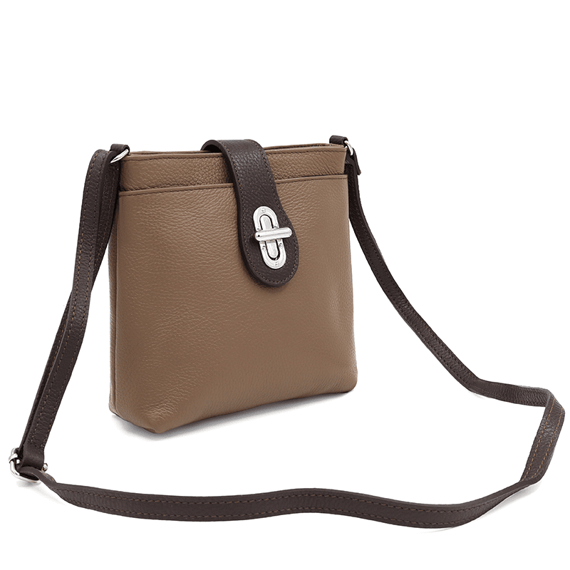 Andria természetes bőr válltáska - barna/sötétbarna