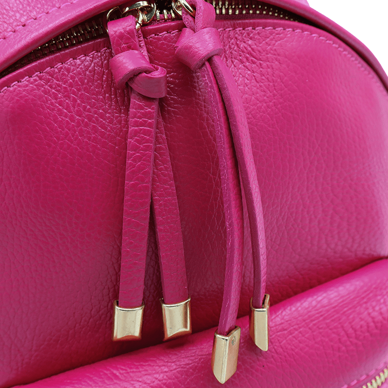 Női hátizsák természetes bőrből Aida - fukszia