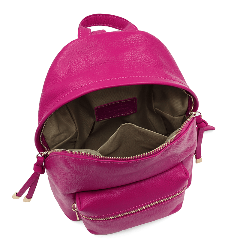 Női hátizsák természetes bőrből Aida - fukszia