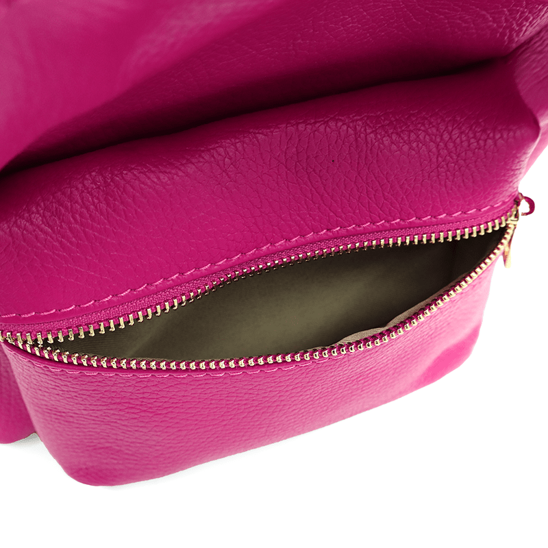 Női hátizsák természetes bőrből Aida - fukszia