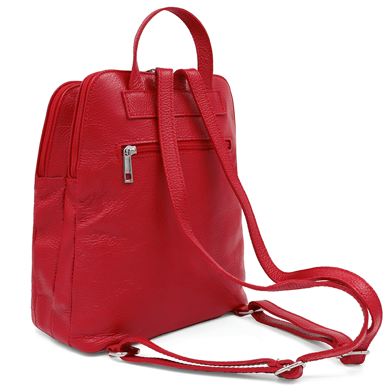 Női hátizsák természetes bőrből Terina - piros
