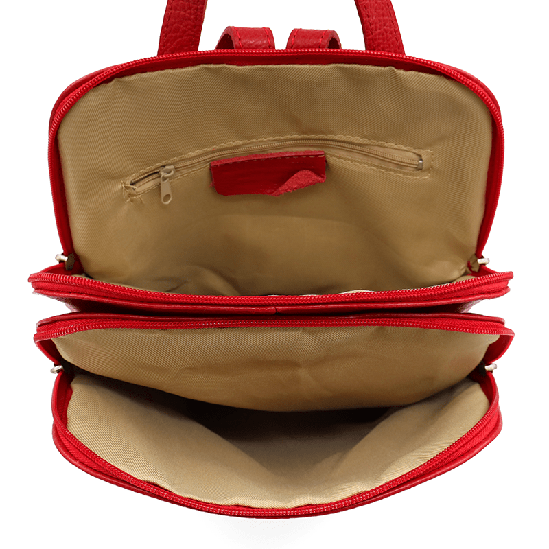 Női hátizsák természetes bőrből Terina - piros