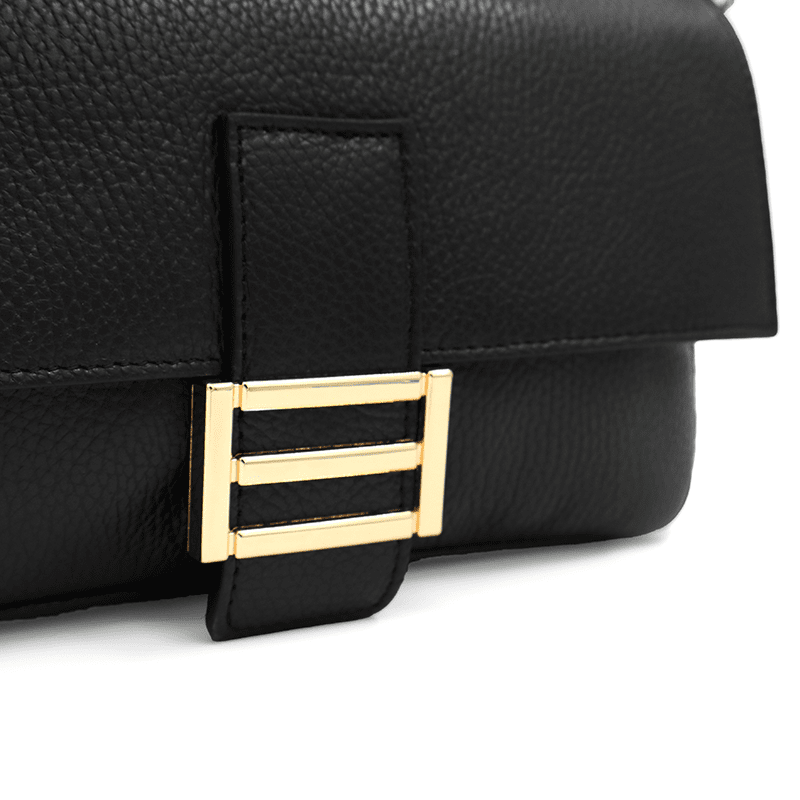 Női táska 2 fogantyúval, természetes bőrből, Napolia - fekete