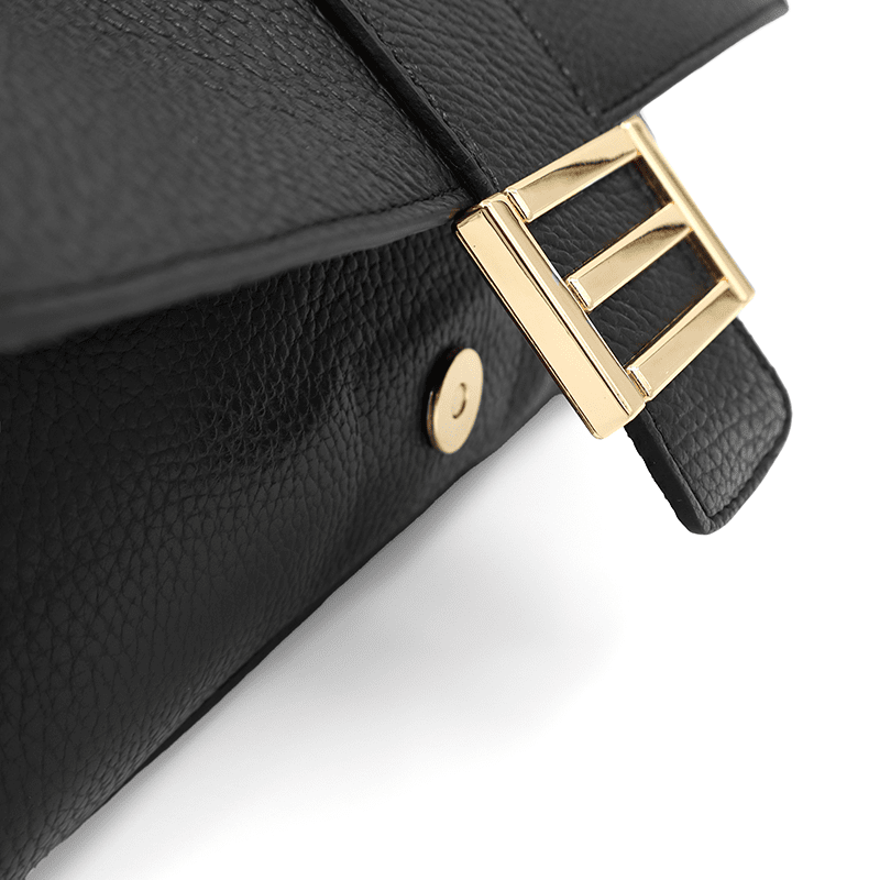 Női táska 2 fogantyúval, természetes bőrből, Napolia - fekete