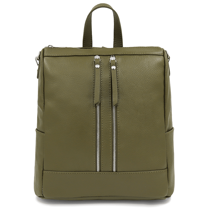 2 az 1-ben - Vittoria természetes bőr hátizsák és táska - sötétzöld