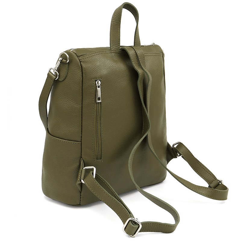 2 az 1-ben - Vittoria természetes bőr hátizsák és táska - sötétzöld