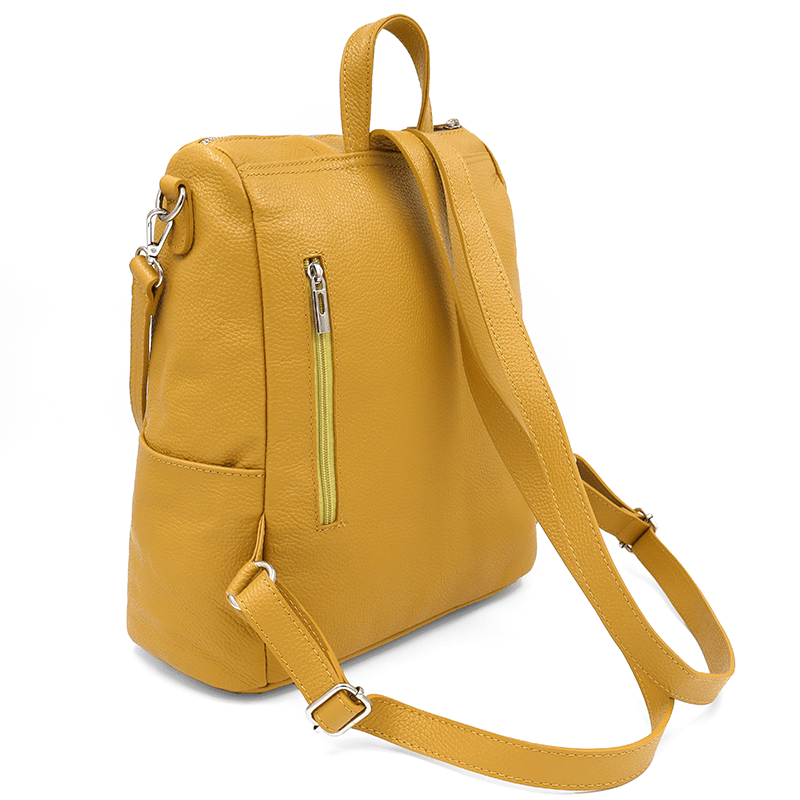 2 az 1-ben - Vittoria természetes bőr hátizsák és táska - mustársárga