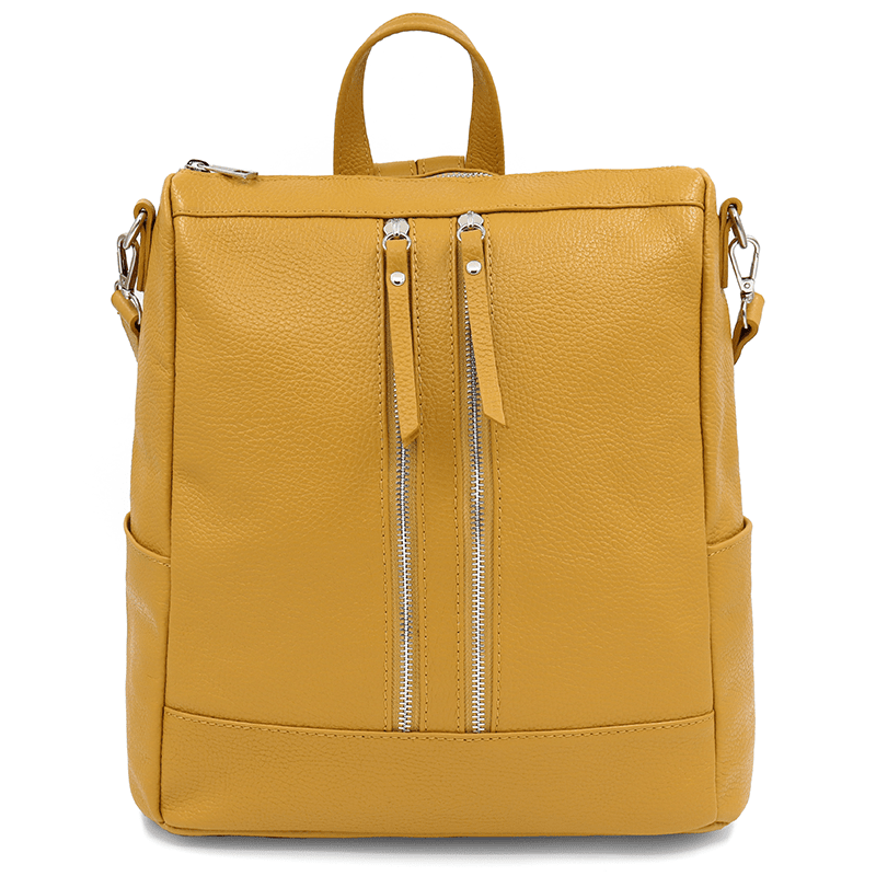 2 az 1-ben - Vittoria természetes bőr hátizsák és táska - mustársárga