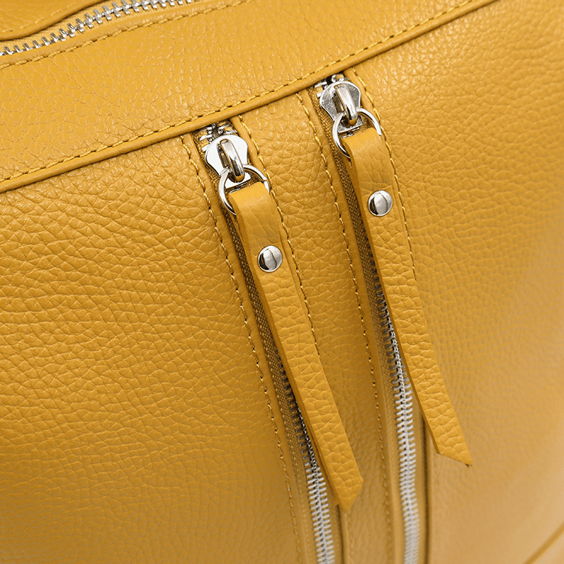 2 az 1-ben - Vittoria természetes bőr hátizsák és táska - mustársárga