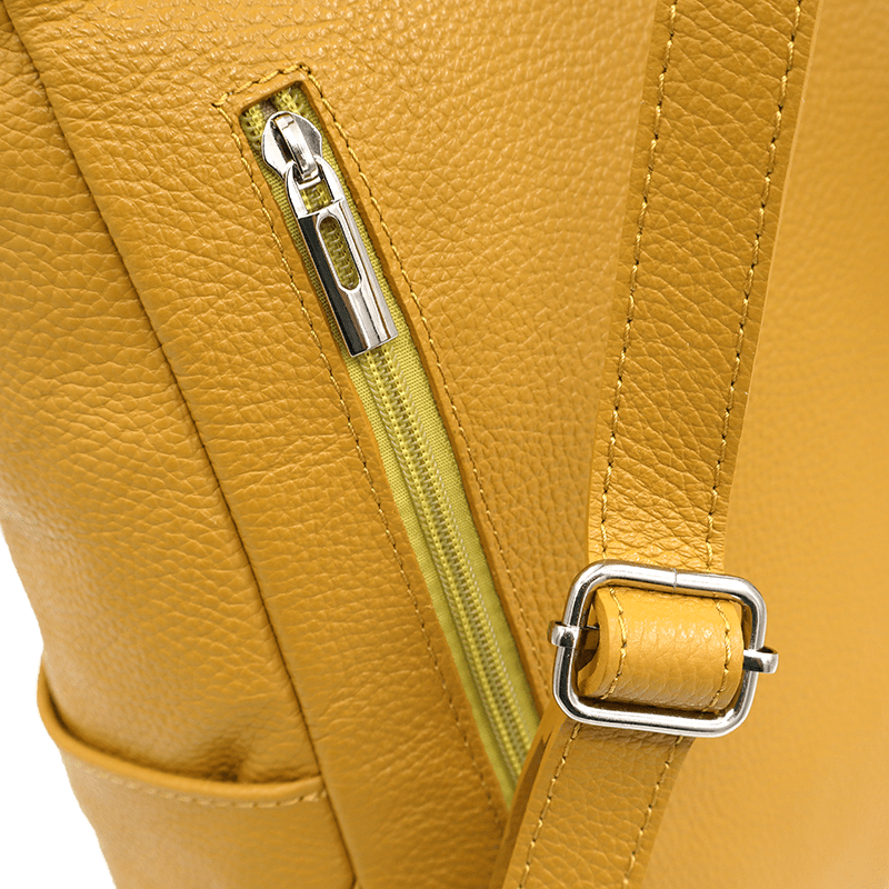 2 az 1-ben - Vittoria természetes bőr hátizsák és táska - mustársárga