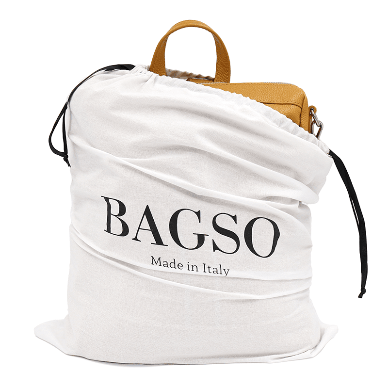 2 az 1-ben - Vittoria természetes bőr hátizsák és táska - mustársárga