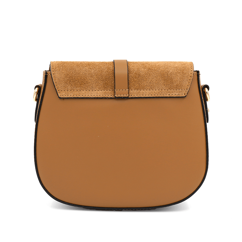 Andrea válltáska természetes bőrből és velúrból - barna