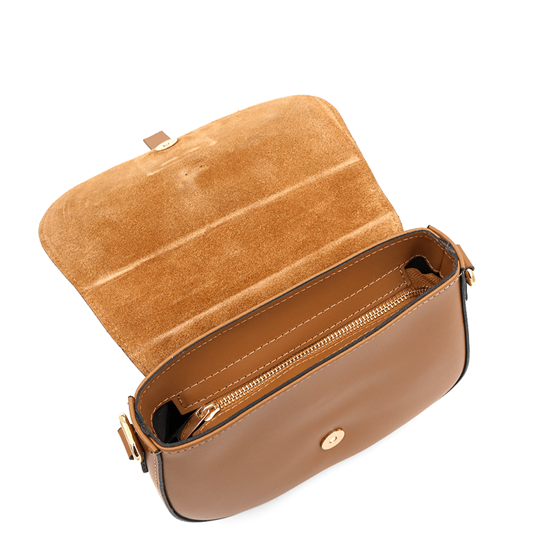 Andrea válltáska természetes bőrből és velúrból - barna