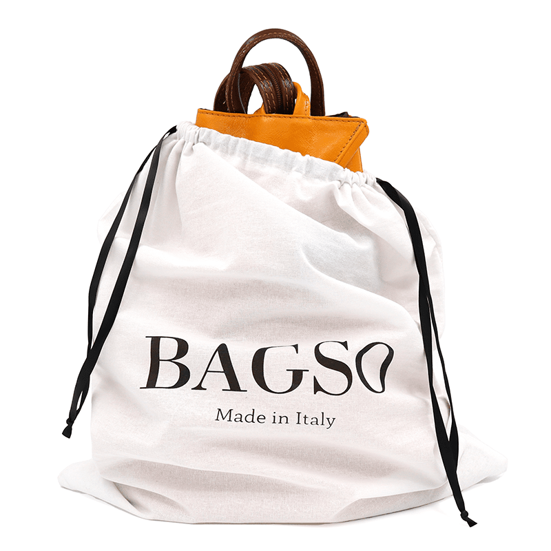 Női hátizsák természetes bőrből, titkos záródással - mustársárga