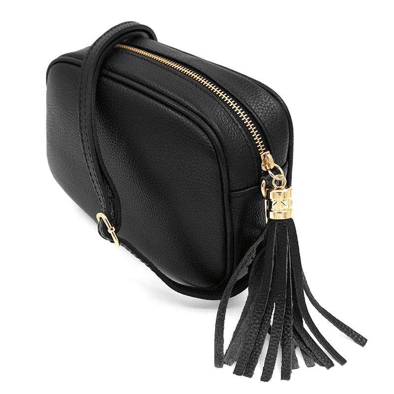 Válltáska természetes bőrből Bria - fekete