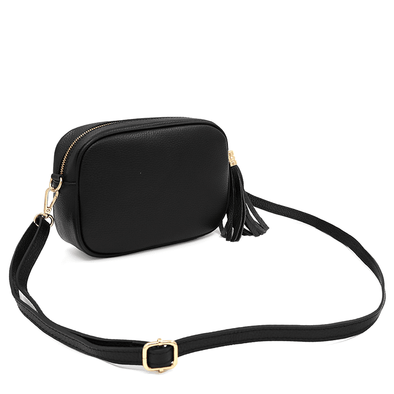 Válltáska természetes bőrből Bria - fekete