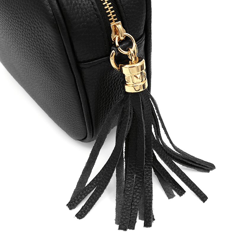 Válltáska természetes bőrből Bria - fekete