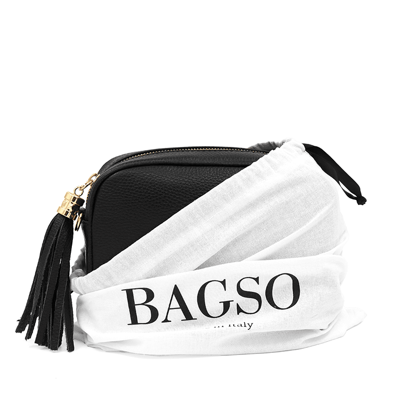 Válltáska természetes bőrből Bria - fekete