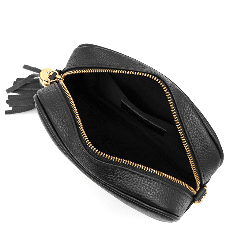 Válltáska természetes bőrből Bria - fekete