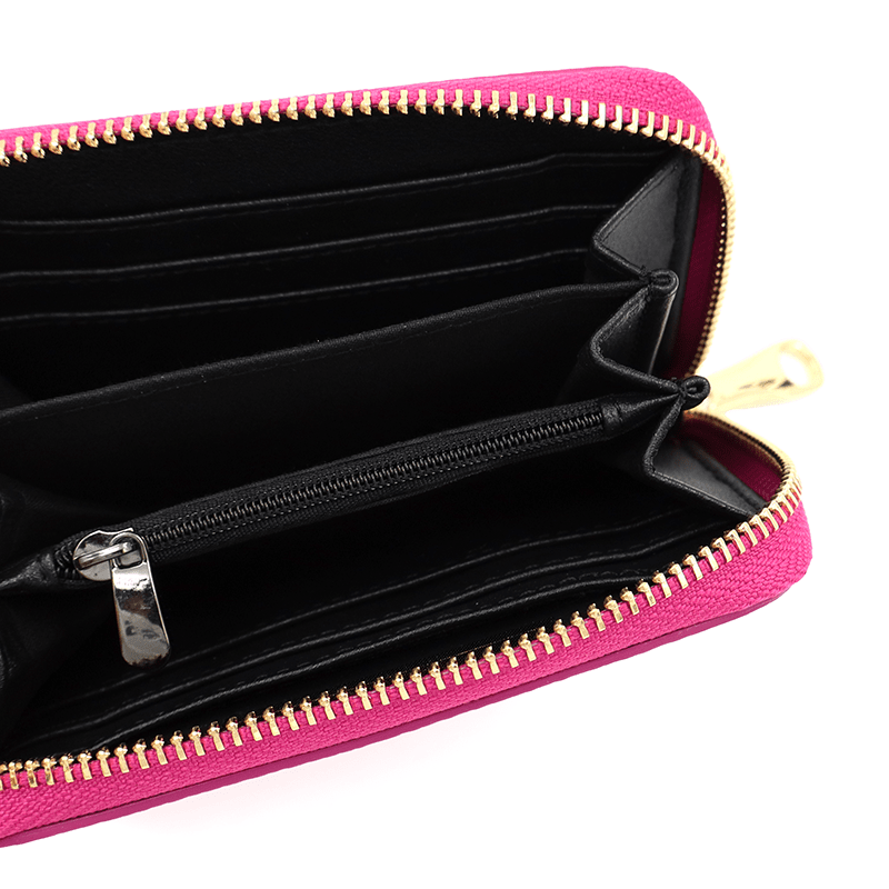 Természetes bőr pénztárca - fukszia