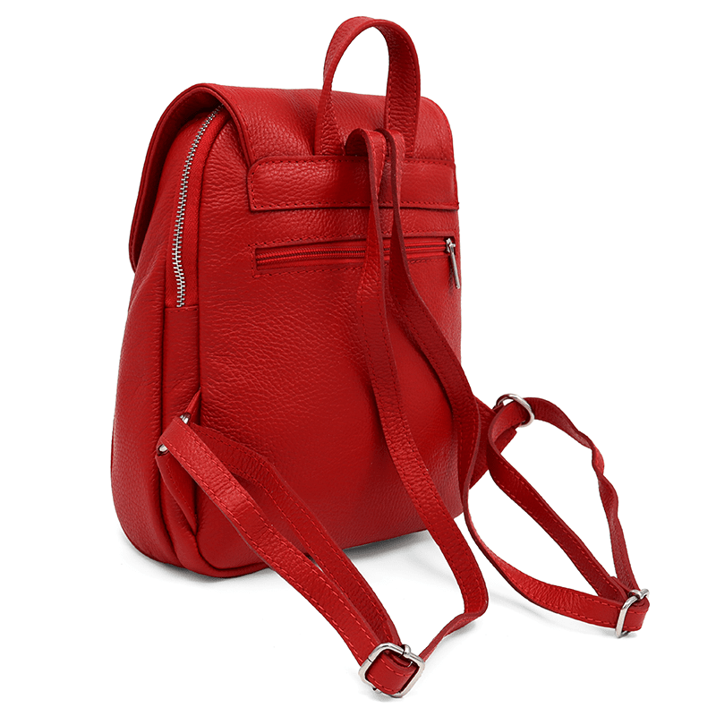 Női hátizsák természetes bőrből Venezia - piros