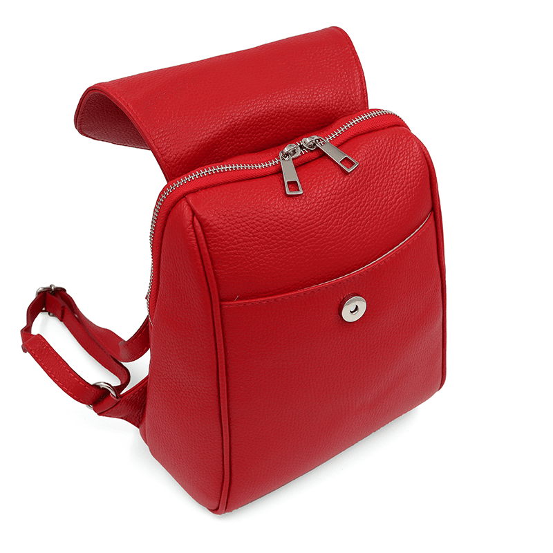 Női hátizsák természetes bőrből Venezia - piros