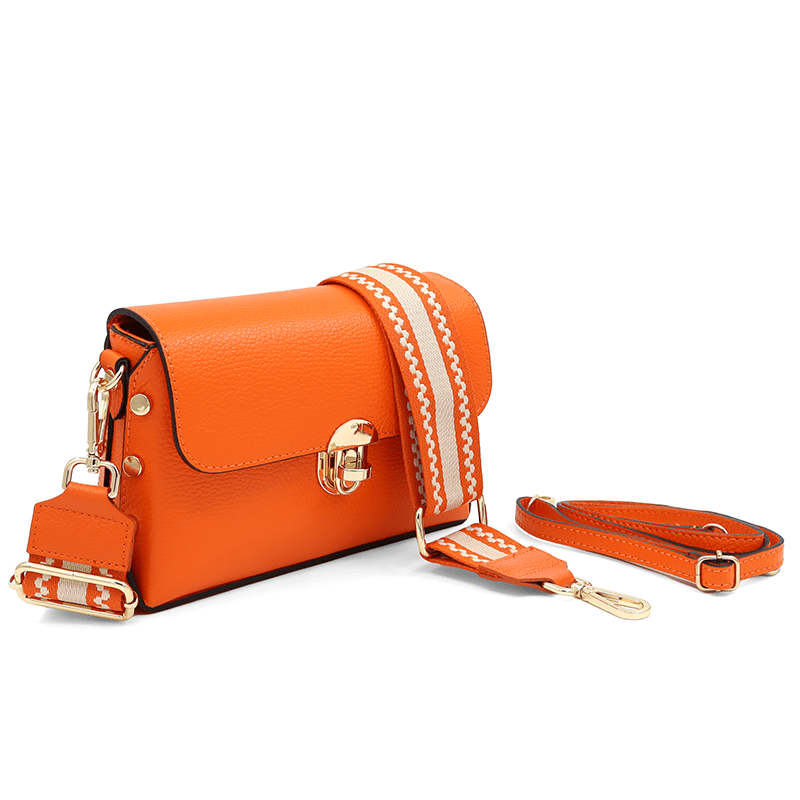 Antoanella természetes bőrből készült női táska - narancssárga