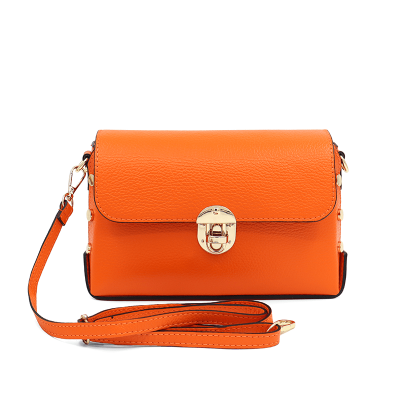Antoanella természetes bőrből készült női táska - narancssárga