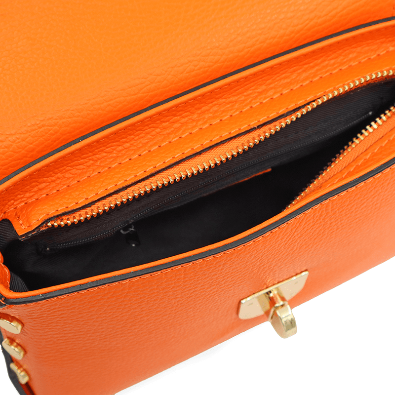 Antoanella természetes bőrből készült női táska - narancssárga