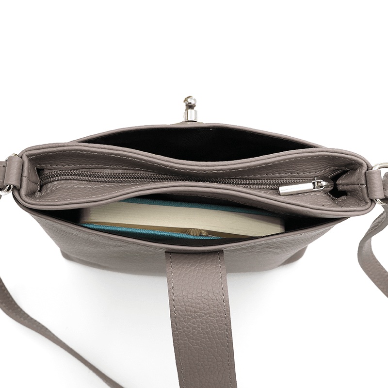 Andria természetes bőr válltáska - szürke