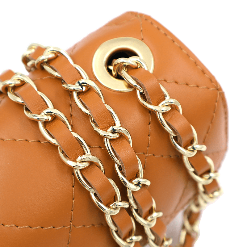 Kapitonált válltáska természetes bőrből Mila - cserépbarna