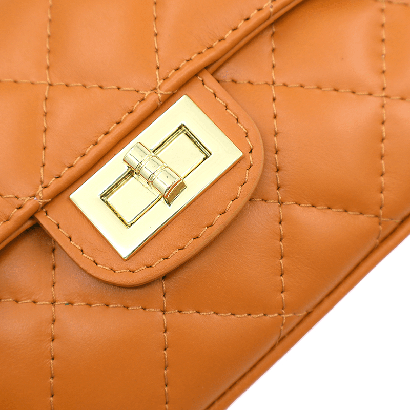 Kapitonált válltáska természetes bőrből Mila - cserépbarna