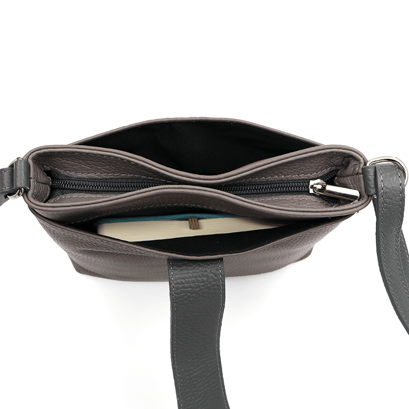 Andria természetes bőr válltáska - szürke