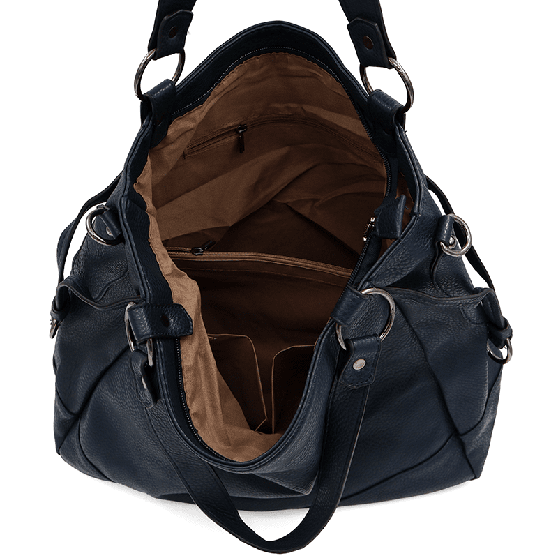 Nagy női táska, zsák típusú - sötétkék