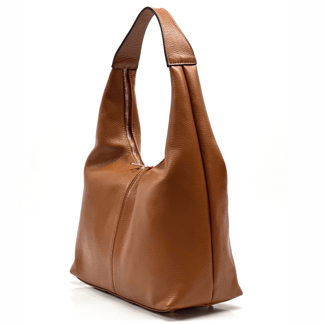 Nagy táska természetes bőrből Danaya - cserépbarna