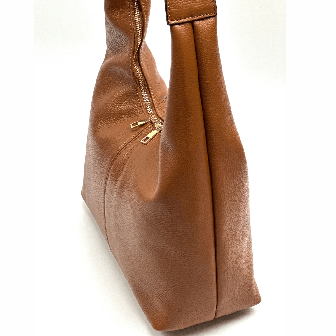 Nagy táska természetes bőrből Danaya - cserépbarna