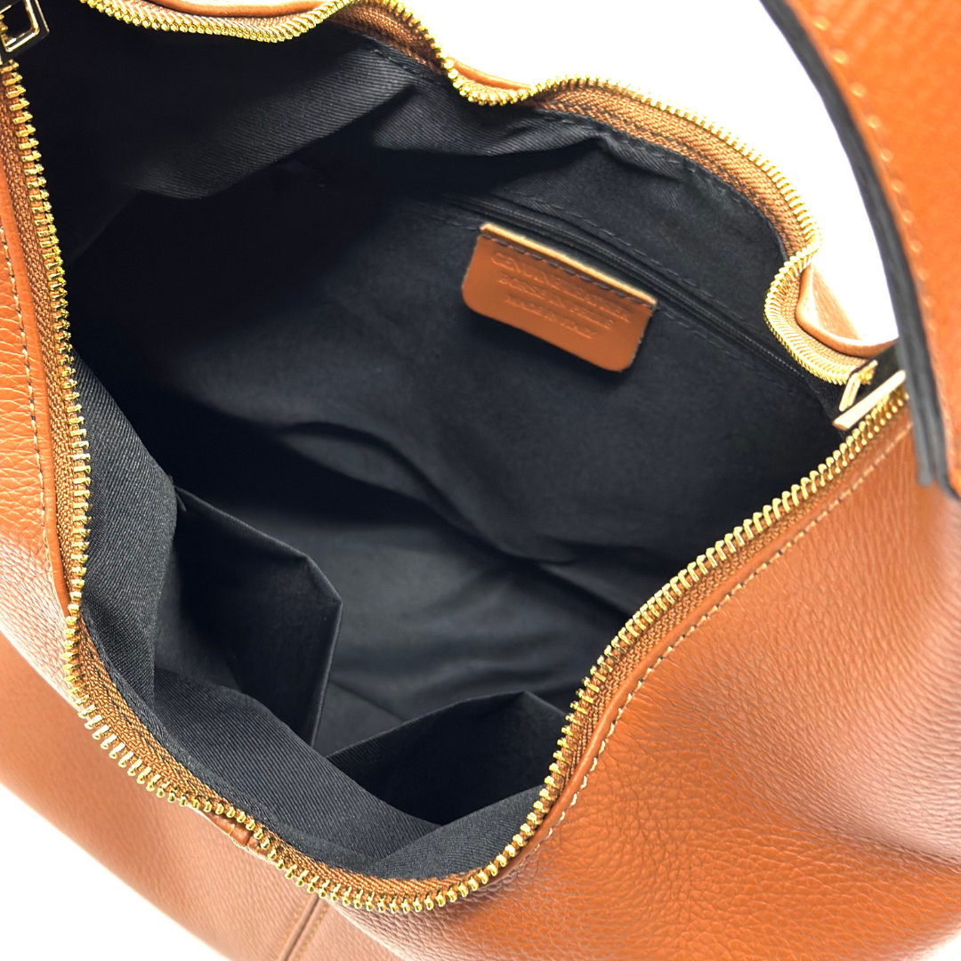 Nagy táska természetes bőrből Danaya - sötétvörös